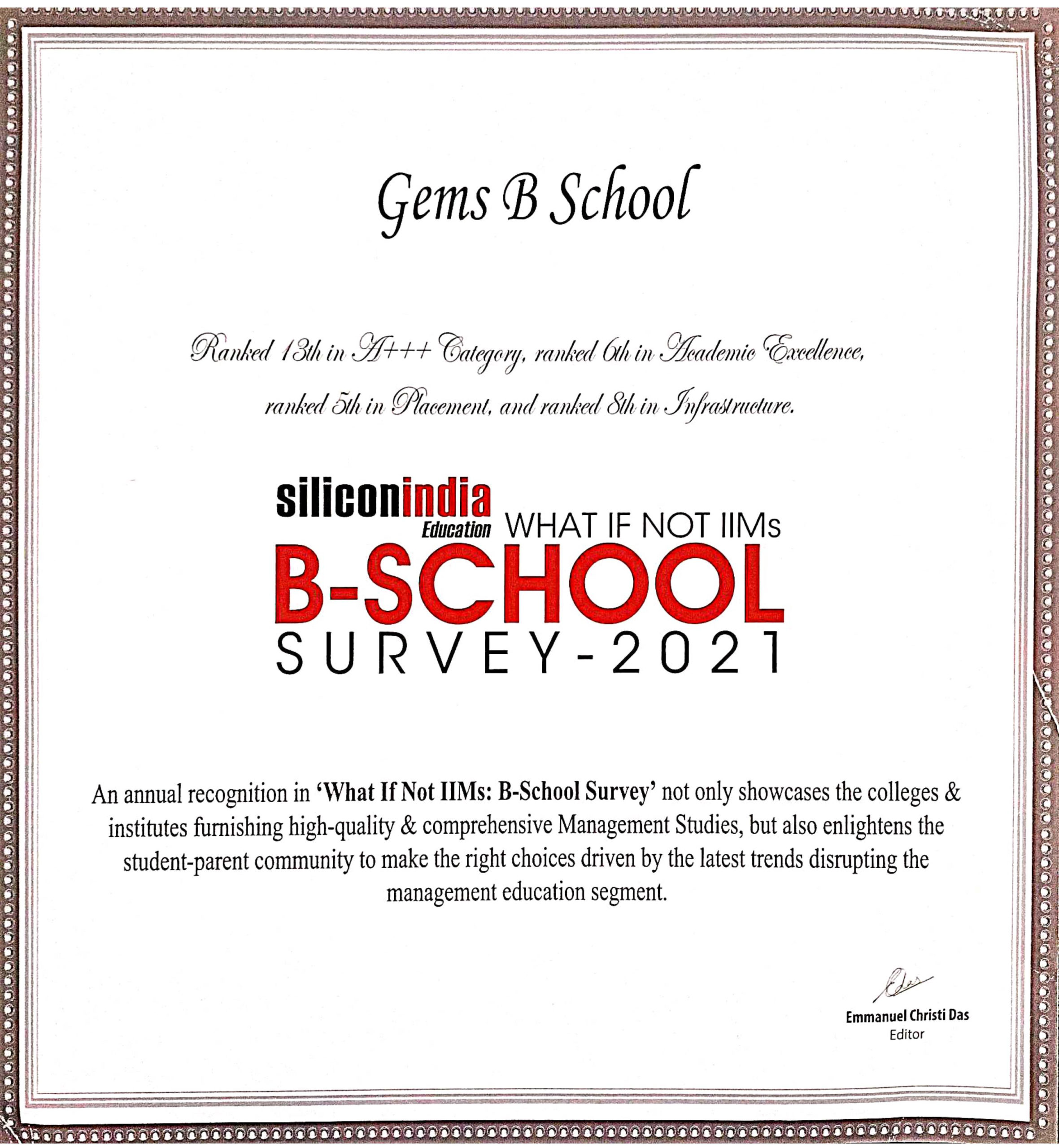 Silicon India's ‘What If Not IIMs’ B School Survey 2021