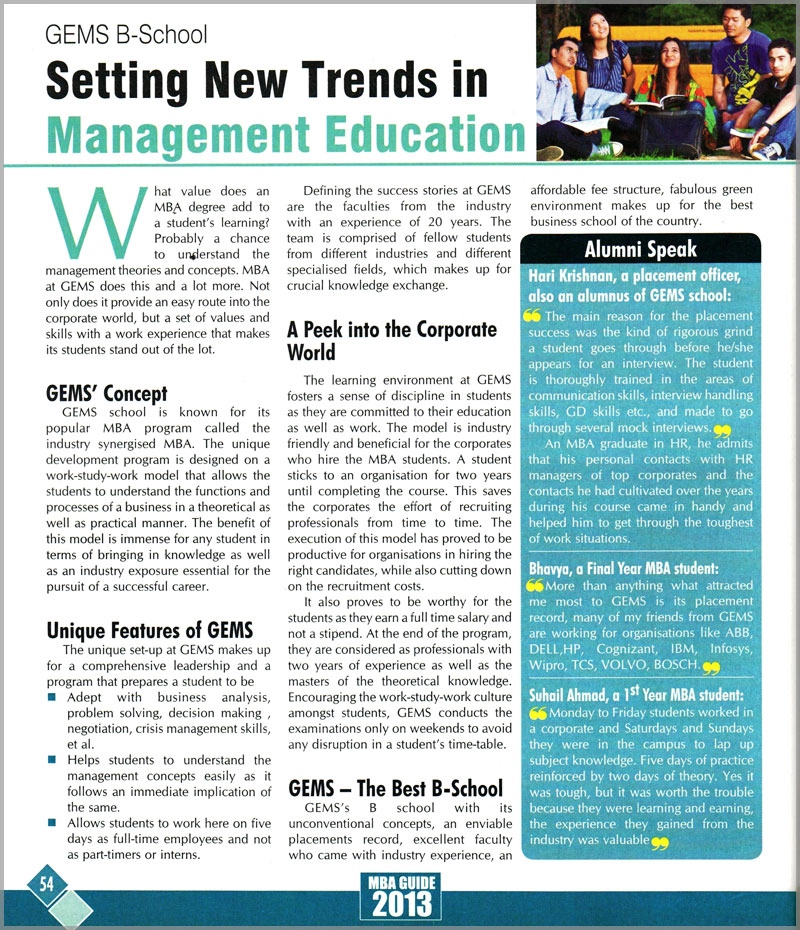 Setting New Trends in Management Education